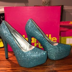 Aqua glitter heels
